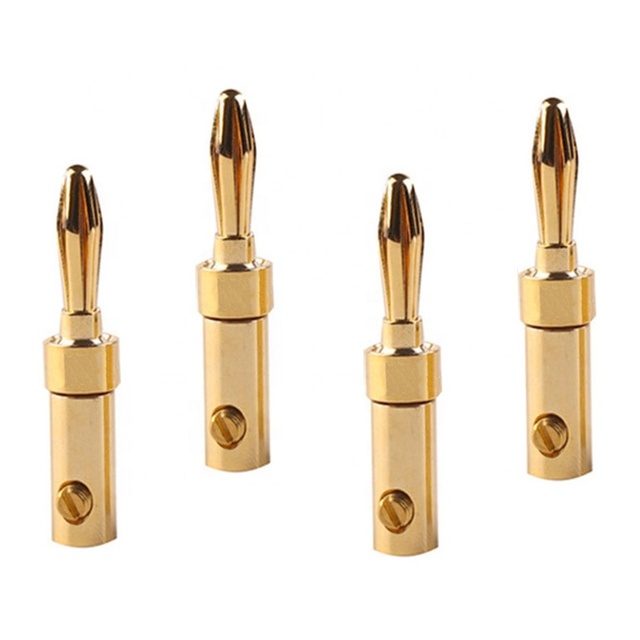 Factory Low Price Gold Plated Banana Plug Solderless Speaker Plug for Audio & Video