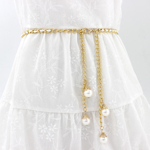 <span class=keywords><strong>Ceinture</strong></span> de décoration de perles fines de chaîne de taille d'aspect métallique de mode pour des dames - Product Image 4