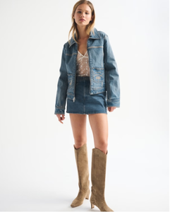 Veste en toile à fermeture éclair brodée à franges tissées unies décontractée LEDUO pour femmes printemps - Product Image 3