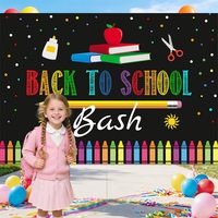 Backdrop Studio Foto Acara Kembali ke Sekolah, Properti, Spanduk Warna-warni, Dekorasi Spanduk Pesta Kelas Hari Pertama Sekolah
