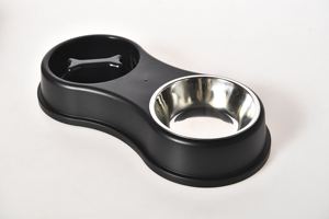 Grosir kualitas tinggi bentuk tulang plastik hitam mangkuk anjing pengumpan hewan peliharaan dengan mangkuk baja tahan karat - Product Image 4