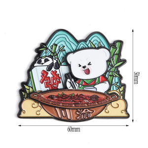 Aimant de réfrigérateur personnalisé, promotionnel, souvenir touristique, motif Panda Hotpot et Cultures Urbaines de Dessins Animés, forme irrégulière - Product Image 3