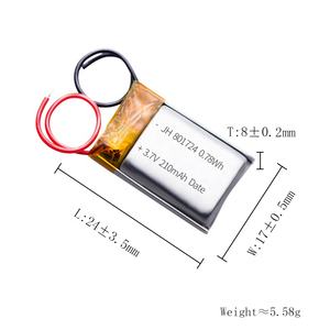 Grosir baterai <span class=keywords><strong>lithium</strong></span> <span class=keywords><strong>ion</strong></span> polimer tinggi kapasitas sel dan Putaran dalam untuk mainan RC 801724 3.7V 210mAh <span class=keywords><strong>15c</strong></span> - Product Image 5