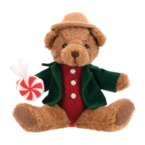 Green Jacket Peppermint Candy Teddy Bear Sitting Plush <b>Christmas</b> Doll for Gift Shop Counter Decor - Product Image 1