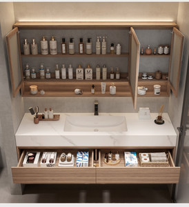 New intelligent heat-bending integrated basin with defogging function hanging <b>bathroom</b> <b>cabinet</b> honeycomb <b>mirror</b> <b>cabinet</b> - Product Image 2