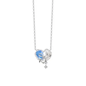 Diseño de moda corazón amor Original plata esterlina deslumbrante luciérnaga collar mujeres Premium Sense s925 Collar de plata hueso joyería