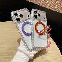 Coque de téléphone transparente personnalisée en PC et TPU avec béquille rotative pliable pour iPhone 18 Pro Max 17 16 15 14 – Étui transparent