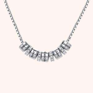 Collana personalizzata in acciaio inossidabile con perline incise con nome di famiglia collana membro della catena di Mantra personalizzata regalo per la festa della mamma - Product Image 2