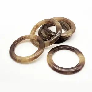 resin imitation horn light brown color round o ring buckle for swimwear