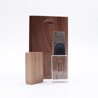 Boîte-cadeau promotionnelle USB en bois 16GB 32GB 64GB 128GB 2.0 256GB3.0 LOGO personnalisé clé USB en bois cristal clé Flash