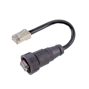 0.5m 1m 2m Overmolded प्लग निविड़ अंधकार RJ45 केबल कनेक्टर्स IP67