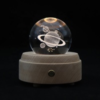 Nouveauté 3D Planète De Chevet LED Lampe De Table En Cristal APP Contrôle Couleur Changeante Lumière De Nuit En Cristal Avec de La Musique