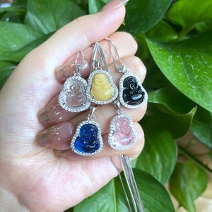 Mini collier en <span class=keywords><strong>argent</strong></span> sterling, prix bas, haute qualité, pendentif bouddha, mini collier en cristal, jade - Product Image 2