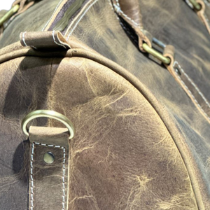 Bolsa de viaje deportiva de cuero genuino Vintage para hombre, bolsa de fin de semana ligera de gran capacidad con cierre de cremallera, aspecto de lujo - Product Image 4