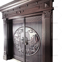 Porte d'entrée en acier au design classique avec sécurité antivol, double charnière, transom et pilier latéral pour maison