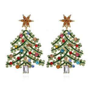 Pendientes de Árbol de Navidad Creativos y Atrevidos para Mujer, con Incrustaciones de Diamantes Huecos Exagerados, Colgantes, Modernos, Coloridos y de Aleación - Product Image 1