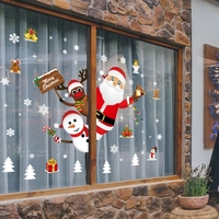 Autocollants de fenêtre flocon de neige amovibles, décorations de Noël pour la maison, les vitrines, les bureaux, les fêtes de Noël, autocollants de scène du Père Noël, décorations murales d'hiver