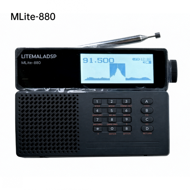 MLite-880 Portable SDR Radio Receiver 130kHz-165MHz Full Band SSB CW AM FM AIR VHF with DSP Spectrum Display Blueteeth Recording
