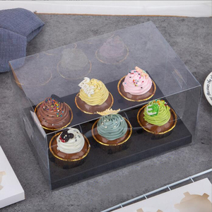 Noir blanc 4 6 12 tenir grand plastique transparent PVC couvercle acrylique pâtisserie muffins plastifié cupcake boîtes emballage - Product Image 6
