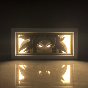 Goku Super Saiyan 4 Anime boîte à lumière MDF cadre en bois découpé au laser papier boîte d'ombre pour <span class=keywords><strong>Dragon</strong></span> Balls Led veilleuse pour la décoration de la chambre - Product Image 4