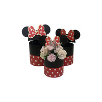 Mickey tenant seau trois pièces fleur boîte-cadeau ronde en carton ondulé boîte à fleurs pour cadeaux d'anniversaire ou emballage de perruque