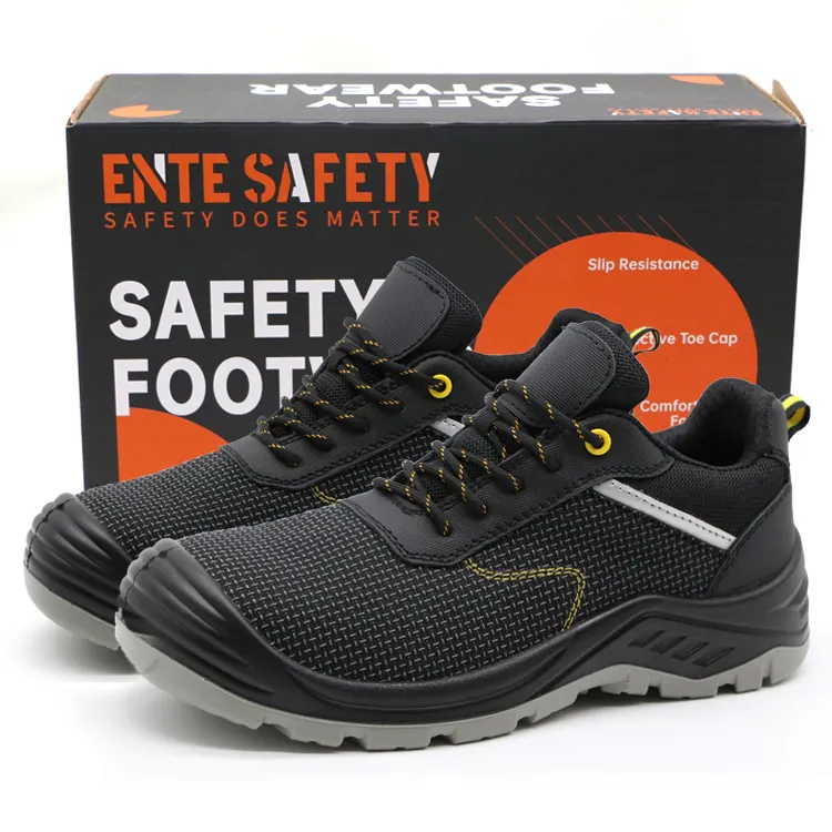 ENTE SAFETY Costom calzado de protección laboral duradero de corte bajo PUTEK zapatos de seguridad para gatos con punta de fibra de vidrio de peso ligero superior para hombres