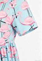Vêtements d'été pour petites filles, jolie robe tourbillonnante rose avec poche SS, motif flamants roses