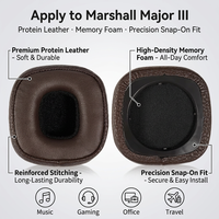 Coussinets d'oreille de remplacement en cuir respirant, protections et pièces de réparation compatibles avec les casques Major III 3