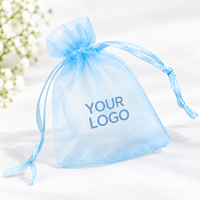 Sac de shopping en organza transparent avec logo personnalisé, pochette à cordon pour bijoux, emballage cadeau, bonbons et cosmétiques
