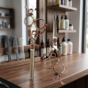 Ciseaux de barbier professionnels importés avec manche fantaisie, 6 pouces, lame en acier inoxydable, ciseaux de coiffure pour salon - Product Image 3