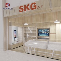 Étagère murale moderne pour lunettes de soleil personnalisées avec éclairage LED pour les centres commerciaux et les magasins de détail - Matériaux en métal/verre/bois, montage facile