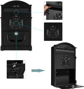 Boîte aux lettres d'extérieur murale vintage Boîte aux lettres en aluminium pour la construction - Product Image 5