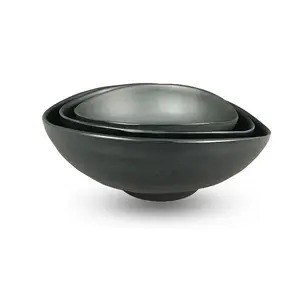 New design good quality hot selling black Chinese serving melamine plastic oval bowl