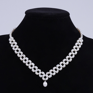 Collar de perlas de agua dulce reales collar de mujer con forma de arroz joyería - Product Image 1