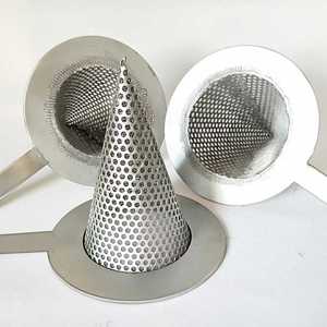 Lỗ tròn SS304 chất lỏng tạp chất sạch đường ống hình nón đục lỗ lọc tạm thời - Product Image 1