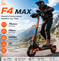 Trottinette électrique pliable KUGOO F4 MAX pour adultes, pneus larges, vitesse rapide, autonomie de 110 km, 75 km/h, 60V 23.4Ah, idéale pour la ville