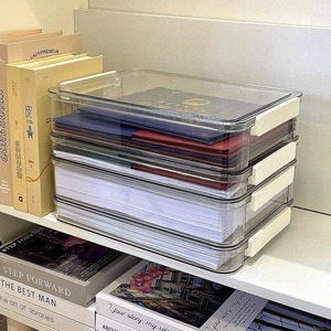 Boîte de rangement pour documents en plastique transparent, format A4, rectangle, organisateur de bureau, porte-documents pour papiers, certificats - Product Image 3