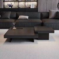Ensemble de table basse en bois de style italien moderne minimaliste, meubles de salon, carré noir