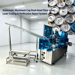 Système de marquage et de gravure au laser à fibre intelligent BMG Industrial 4.0 avec caméra CCD et alignement automatique pour les couvercles de bouteilles en aluminium - Product Image 1