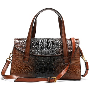 Sac à Main Femme en Cuir Véritable Motif Crocodile en Gros, Style Vintage, Sac Bandoulière Croisé Motif Alligator - Product Image 1