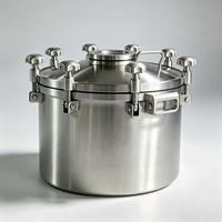 Tanque de Presión Sanitario Redondo de Acero Inoxidable con Mirilla, SS316 DN500xDN400, Grado Alimenticio Aséptico, Tapa Circular Superior para Recipiente con Escotilla