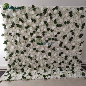 Rosas Blancas Flor Roja 3D Diseño Simulado Marfil Pluma de Avestruz Tela 8 pies Alfombrilla Hidrofónica Panel Flor Colgante Acción de Gracias - Product Image 4