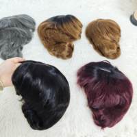 Promotion à 9,5 $ la pièce Letsfly Perruques Pixie Courtes avec Frange en Dentelle à Base de Soie 1x3, 100% Cheveux Humains, Disponibles en Plusieurs Couleurs