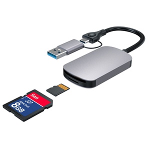 Lecteur de <span class=keywords><strong>carte</strong></span> SYONG 2-en-1 USB 3.0 USB-C SD TF 3.0 DDR22 compatible avec <span class=keywords><strong>iPhone</strong></span> 15 Pro, lecteur de <span class=keywords><strong>carte</strong></span> mémoire d'usine OEM - Product Image 1