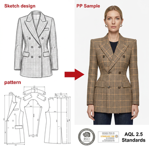 Blazer Rosa in <span class=keywords><strong>Tweed</strong></span> Personalizzato con Collo alla Coreana e Taglio Sartoriale per <span class=keywords><strong>Donna</strong></span> - Product Image 2