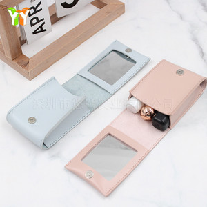 Korean style lipstick case <b>with</b> <b>mirror</b>, PU leather lipstick <b>box</b>, <b>makeup</b> bag, lipstick pouch, <b>makeup</b> tool storage <b>box</b> - Product Image 3