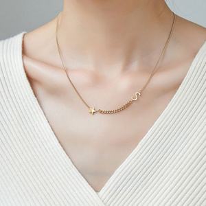 Collar Personalizado con Logotipo, Resistente al Deslustre, Impermeable, de Acero Inoxidable, Chapado en Oro de 18k para Mujer - Product Image 1