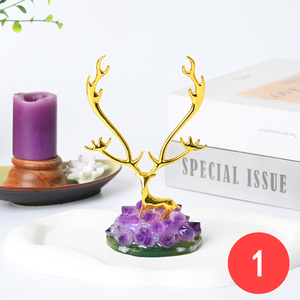 Nuevas Bases de Cristal Natural Curativo con Diseño de Diente de Ciervo de Amatista para Decoración del Hogar - Product Image 3