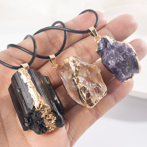 Kalung Liontin Batu Alam Perhiasan Batu Permata Tidak Beraturan Kalung Boho Hadiah Wanita Buatan Tangan Unik Manis untuk Dipakai Sehari-hari - Product Image 2