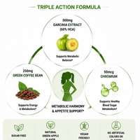 Gummies OEM Garcinia Cambogia Pomme Verte, Extrait de Garcinia 60 % HCA, Supplément de Café Vert et de Chrome